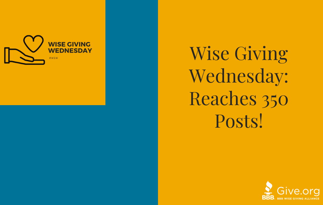 Thumbnail for Wise Giving Wednesday: Reaches 350 Posts!